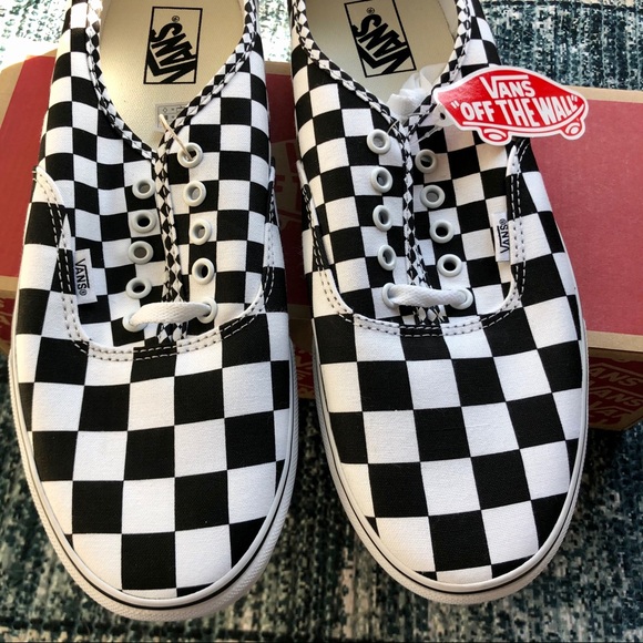 Vans Authentic Mix Checker Sneakers Black/White - Picture 10 of 13